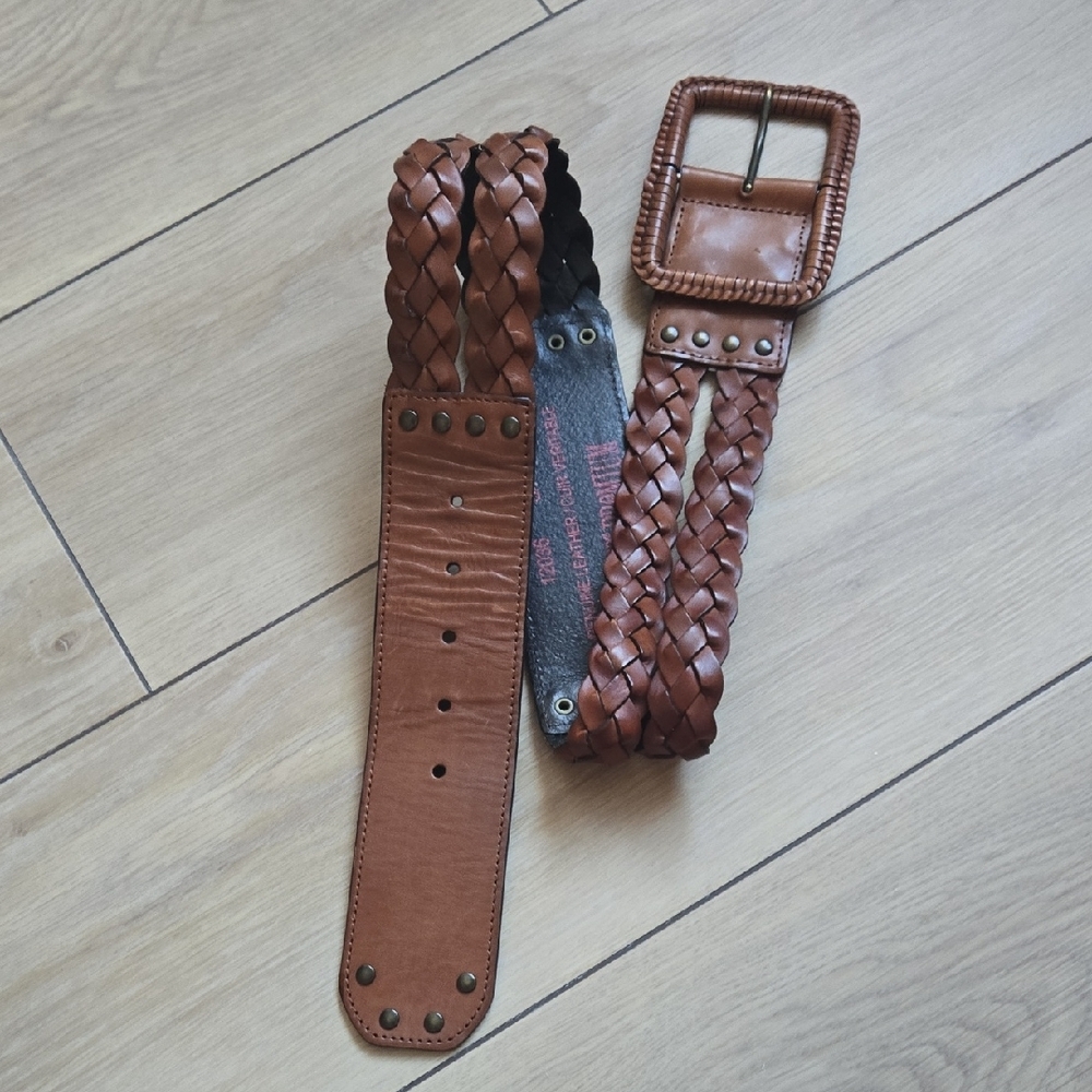 NWOT Levi's Premium Wide Brown Braided Leather Belt Sz S